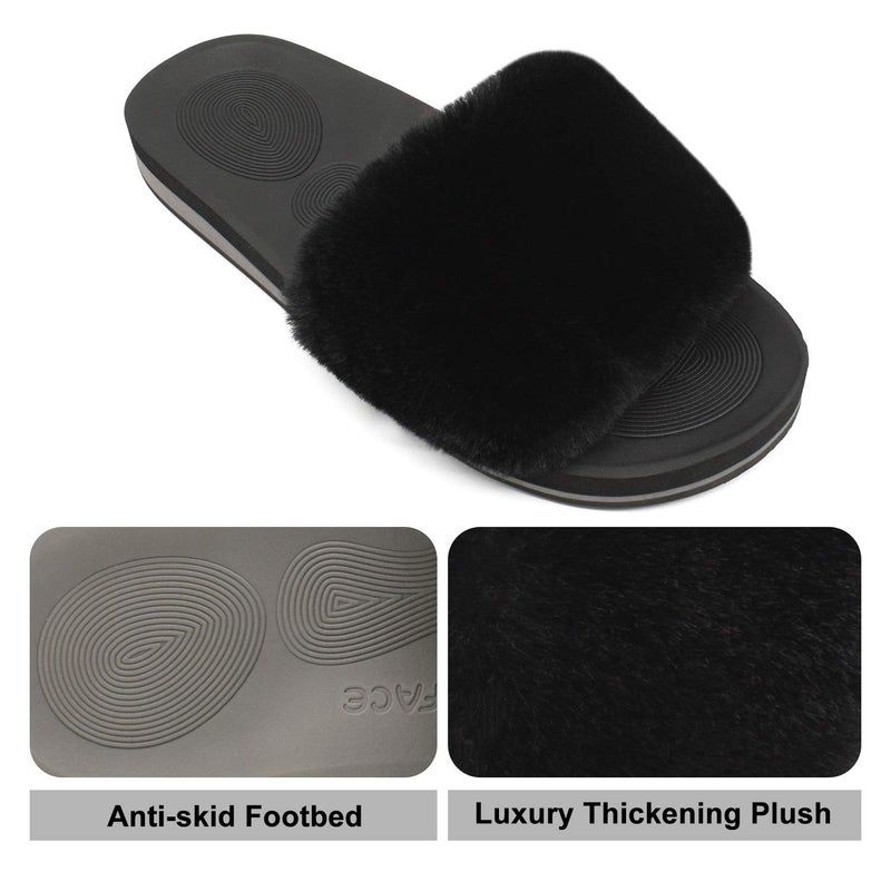 COFACE Womens Slippers with Arch Support Comfy Open Toe Fuzzy Woman House Shoes Size 8.5 Plantar Fasciitis Orthotic Slippers-for-Women Indoor - Image 4